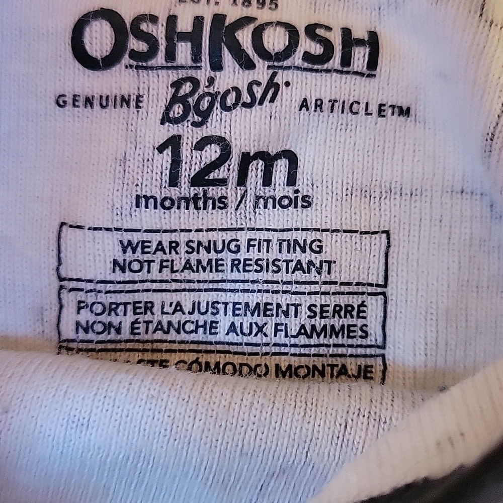 OshKosh B'gosh Pajama 2 Pc Set Gray With Llamas Size 12 Months - Picture 2 of 9
